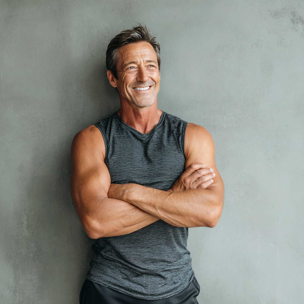 Calm elderly European woman in comfortable clothing practicing breathing exercises in a serene indoor environment
